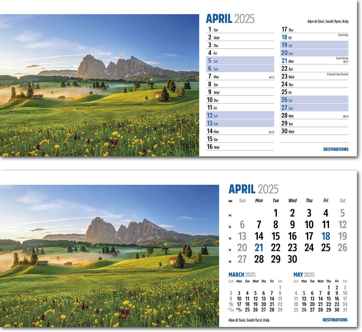 Destinations Desk Calendar