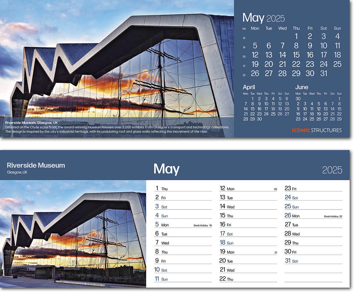 Iconic Structures Premium Lined Easel Desk Calendar