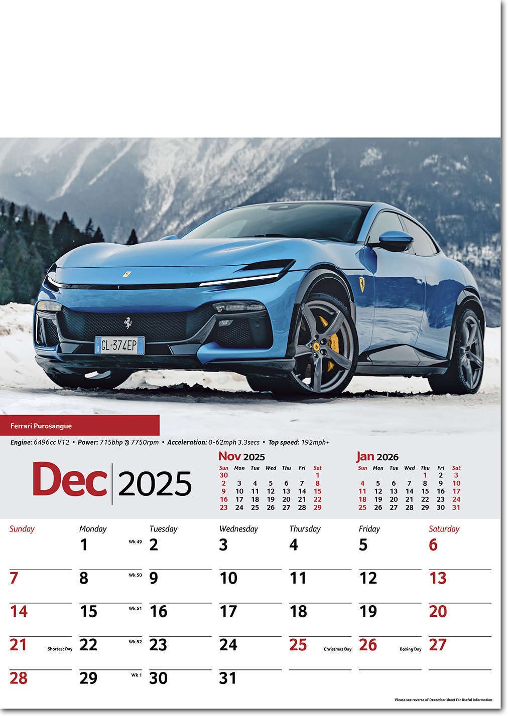 Performance Cars Wall Calendar