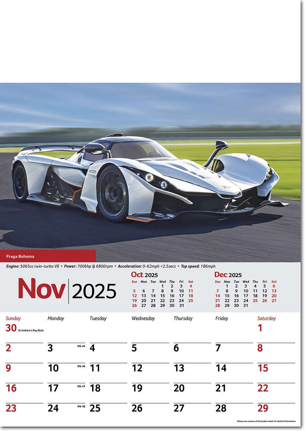 Performance Cars Wall Calendar